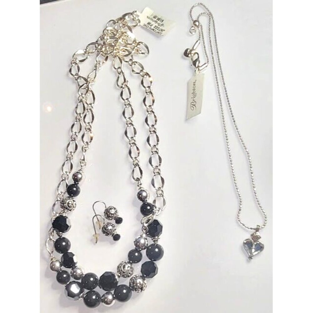 Brighton Charm Pendant Beaded Necklaces New With Tags Set Lot 4 Pieces Earrings